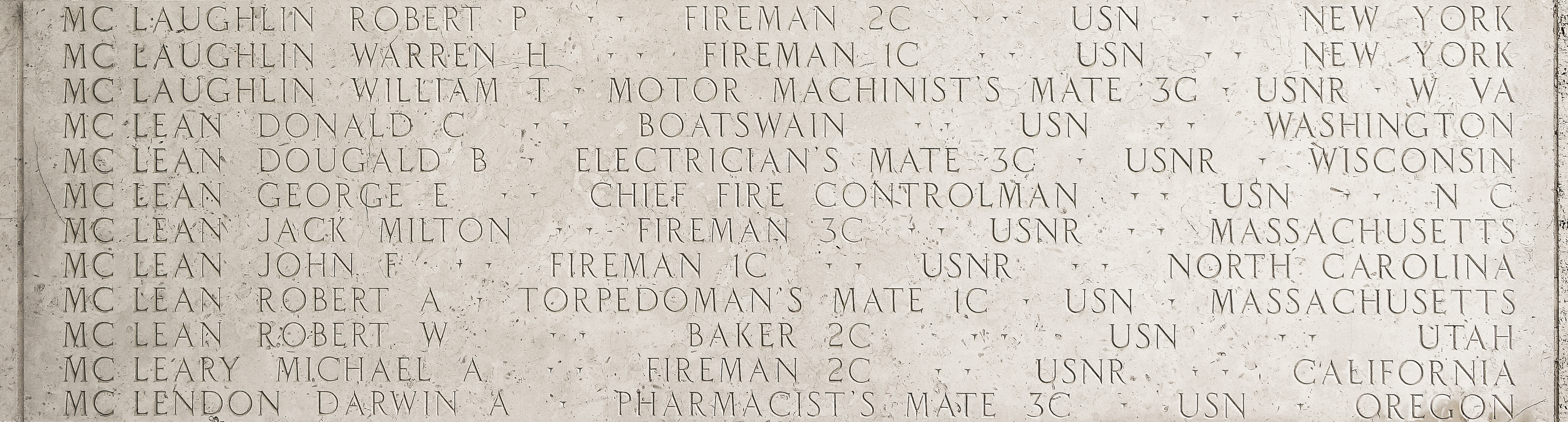 George E. McLean, Chief Fire Controlman